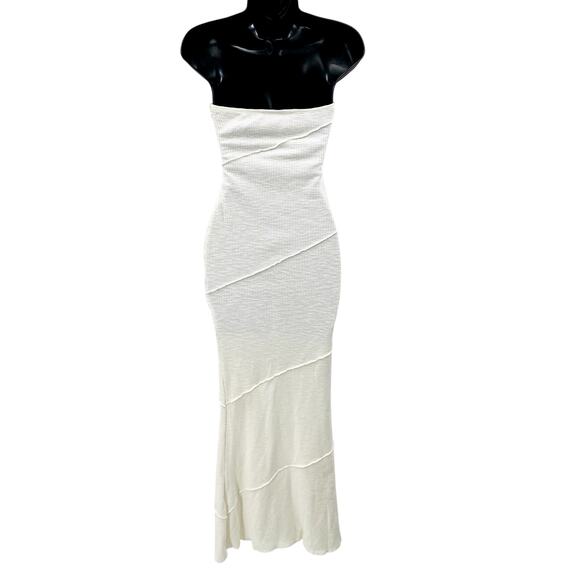 Princess Polly White Ribbed Strapless maxi dress - Picture 3 of 4
